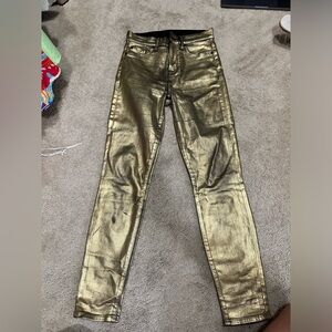 7 for all Mankind Gold Metallic Jeans